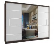 Šatní skříň se zrcadlem MARLOW 240x218 cm KAŠTAN/BÍLÁ